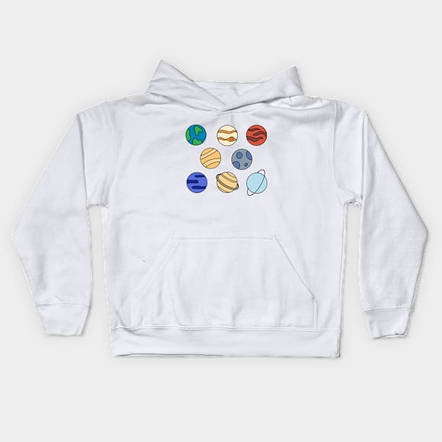 Solar System Planets Kids Hoodie by DrawAHrt